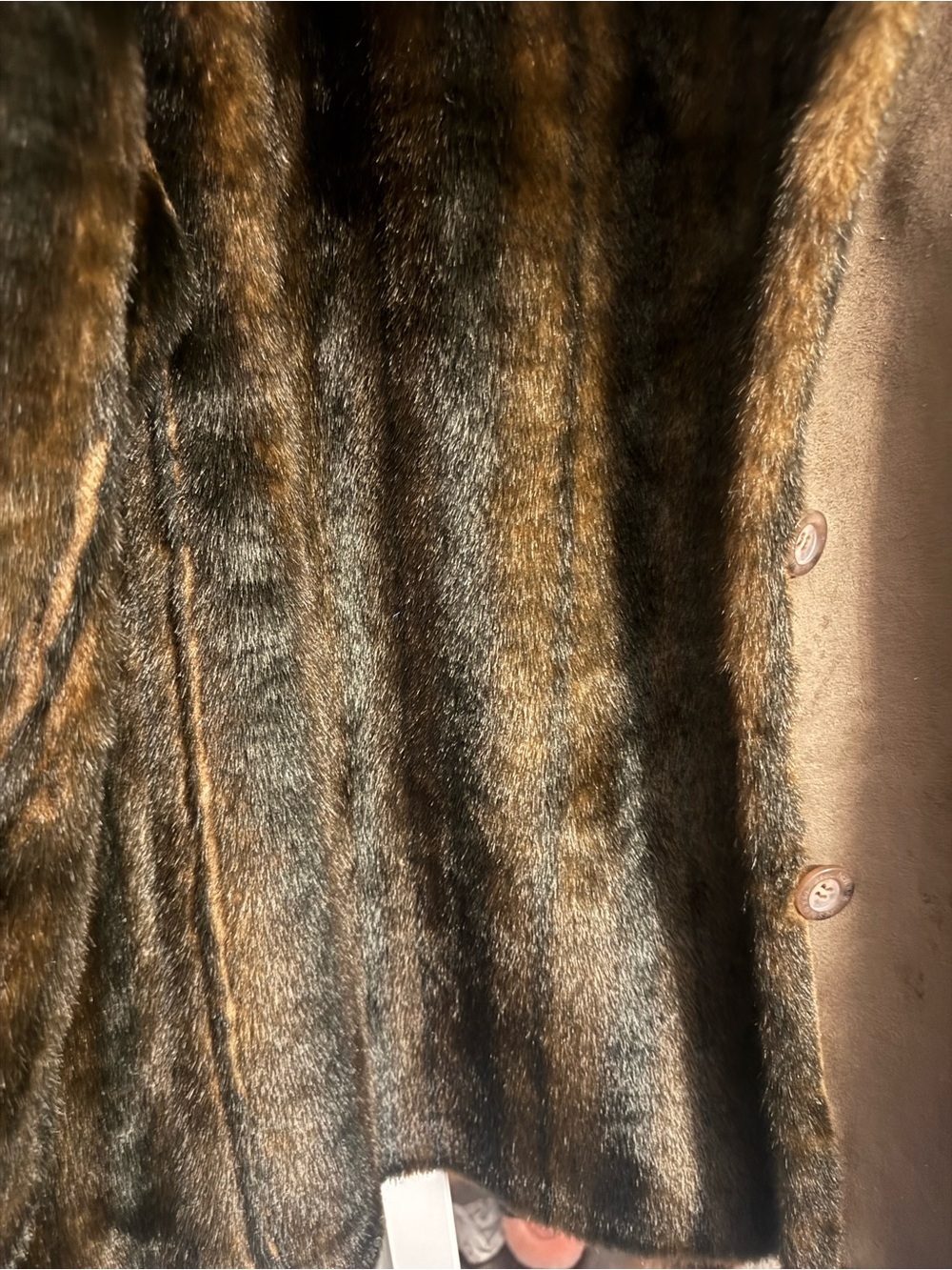 Jones New York Faux Shearling Coat Jacket Brown Fur Trim Women’s Medium - Picture 9 of 9